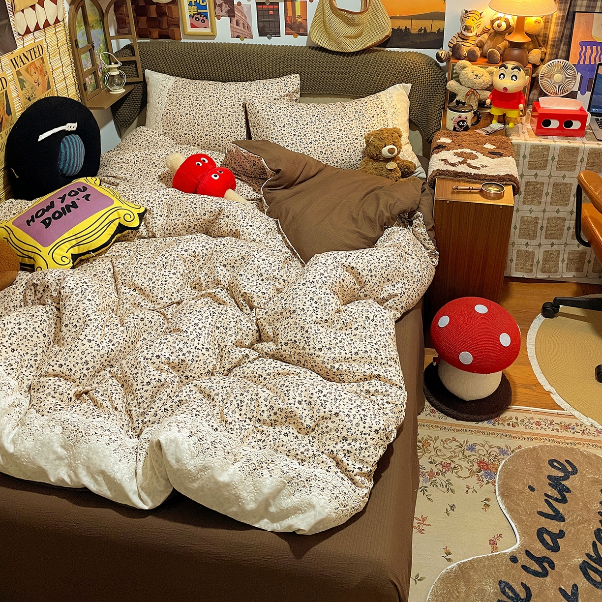 91家纺网 家纺一手货源 找家纺 水墨江南 2026新款甜美复古花边四件套 复古花边-浅棠