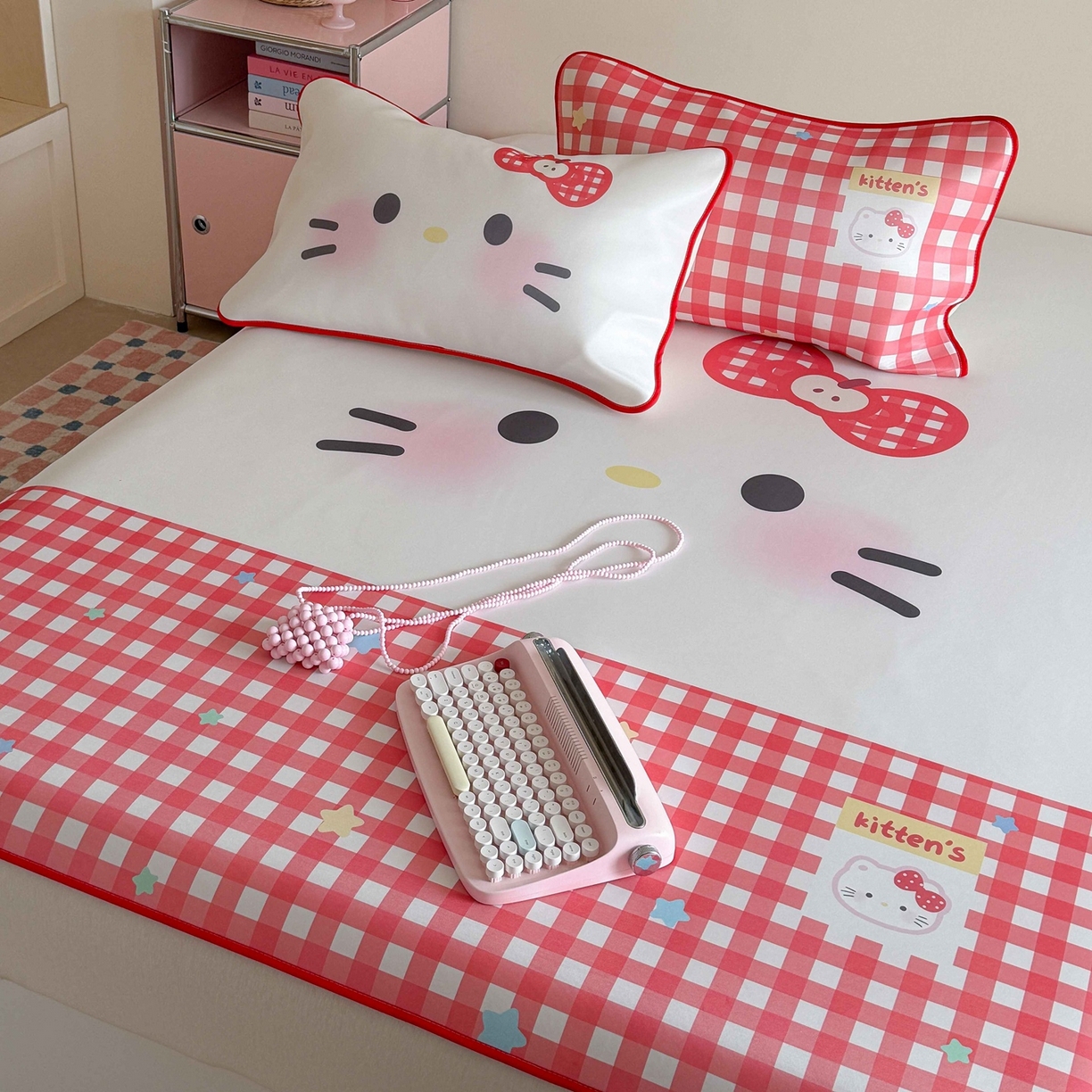 91家纺网 家纺一手货源 找家纺 美乐迪家纺 2026新款大版水光冰丝凉席席子凉席 大脸猫