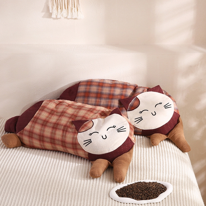 91家纺网 家纺一手货源 找家纺 （总）蔻眠 双层纱可爱猫卡通荞麦护颈枕芯儿童学生成人枕头