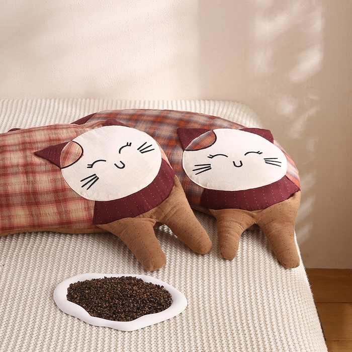 91家纺网 家纺一手货源 找家纺 蔻眠 双层纱可爱猫卡通荞麦护颈枕芯儿童学生成人枕头 主图