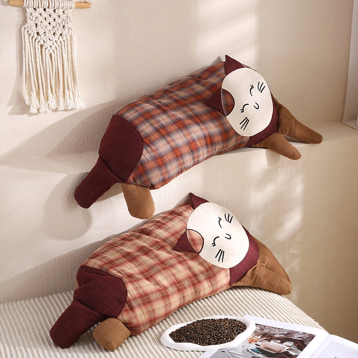 91家纺网 家纺一手货源 找家纺 （总）蔻眠 双层纱可爱猫卡通荞麦护颈枕芯儿童学生成人枕头