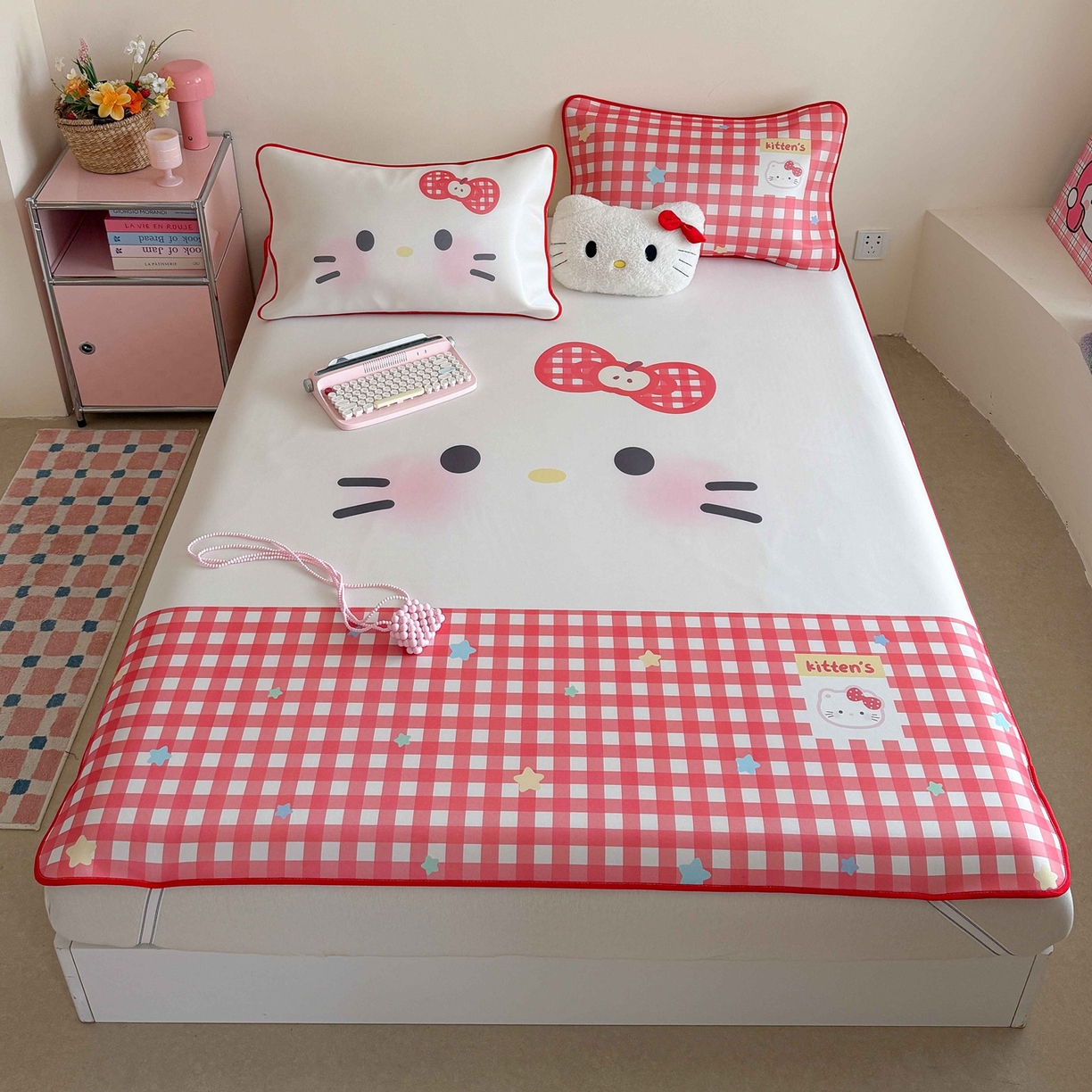 美乐迪家纺 2026新款大版水光冰丝凉席席子凉席 大脸猫