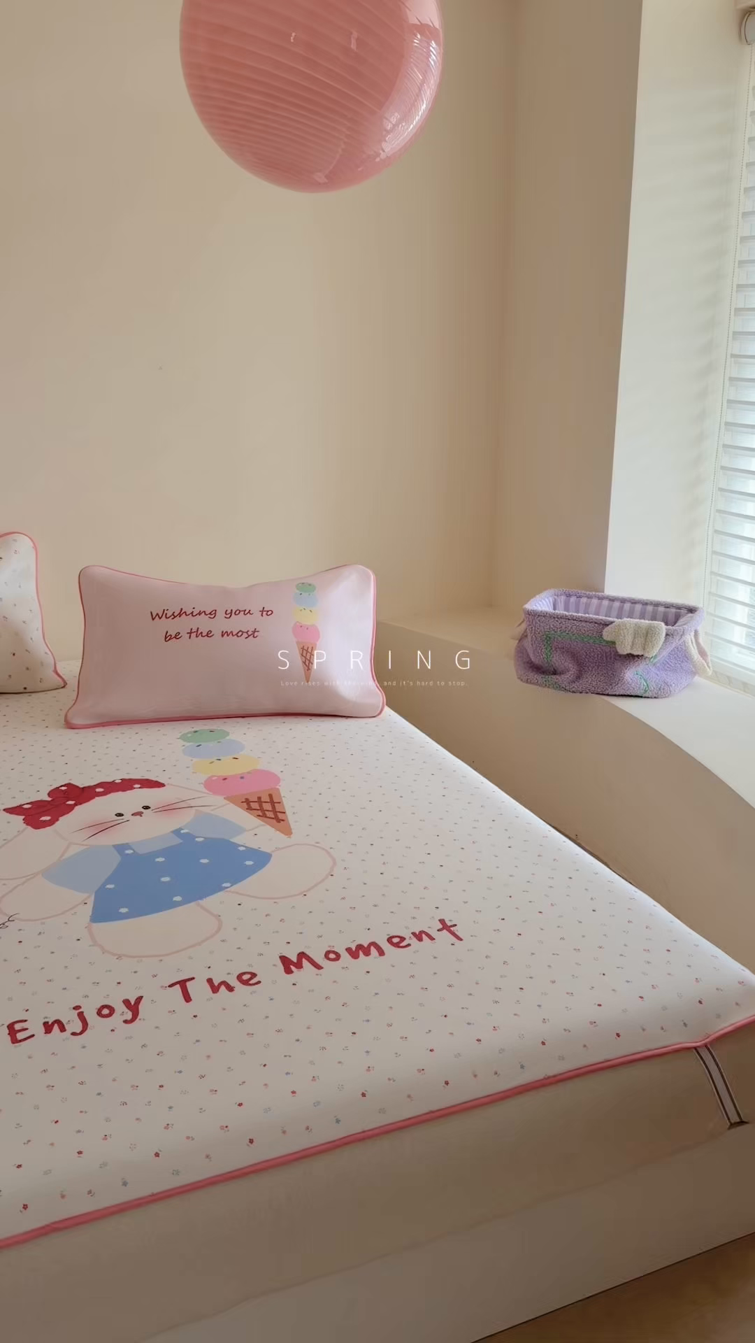 91家纺网 家纺一手货源 找家纺 美乐迪家纺 2026新款大版水光冰丝凉席席子凉席 冰淇淋小兔