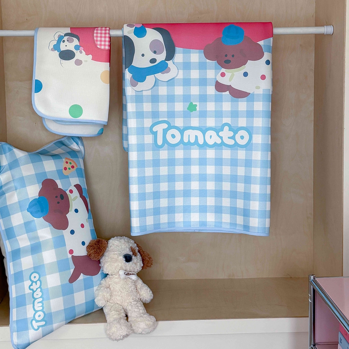 91家纺网 家纺一手货源 找家纺 美乐迪家纺 2026新款大版水光冰丝凉席席子凉席 狗狗番茄屋