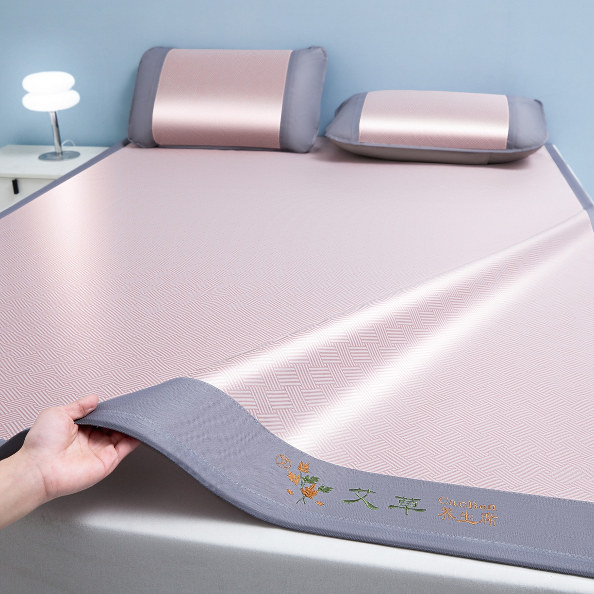 91家纺网 家纺一手货源 找家纺 （总）席之家 2026新款可机洗水洗艾草凉感冰丝高精密碳光软席席子凉席