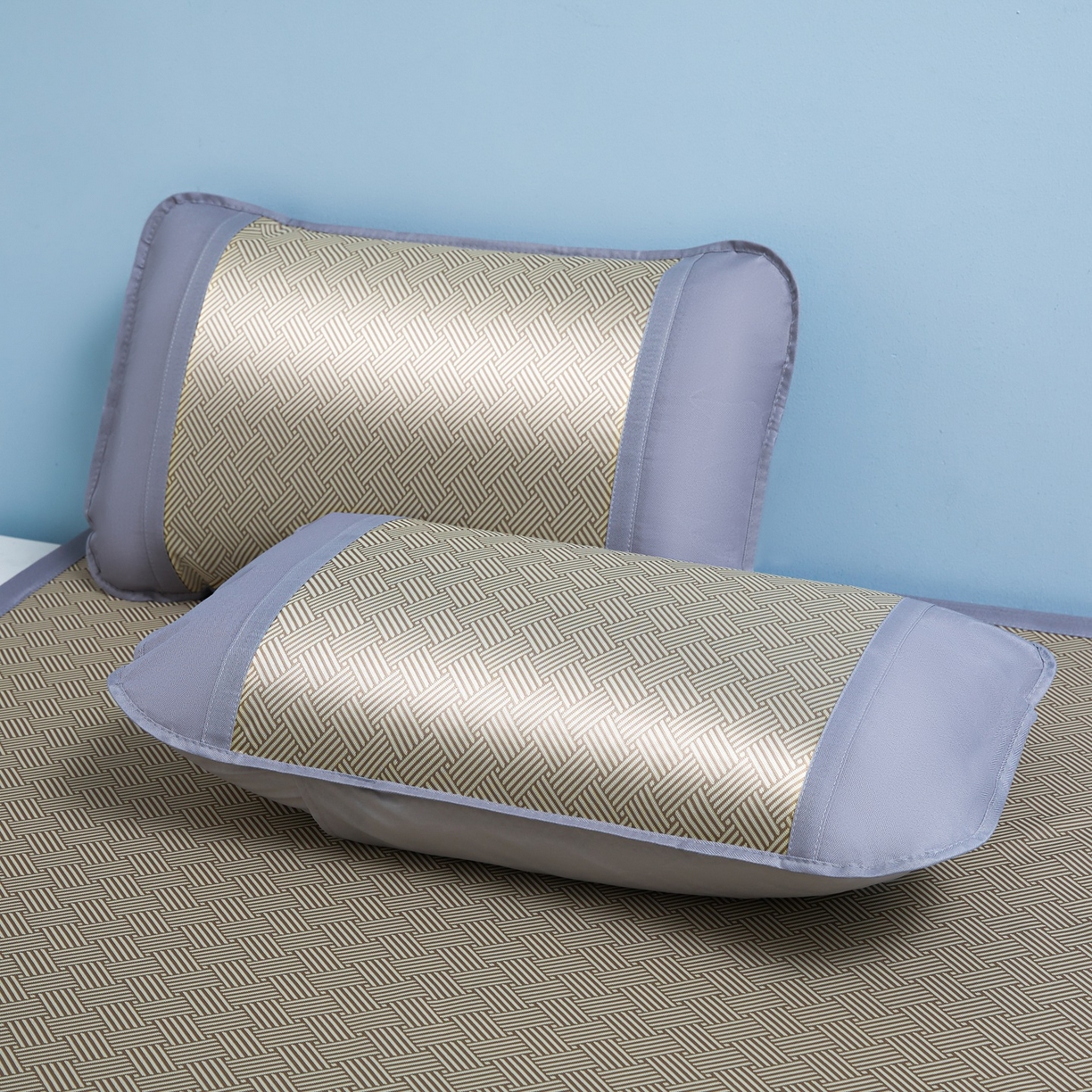 91家纺网 家纺一手货源 找家纺 席之家 2026新款可机洗水洗艾草凉感冰丝高精密碳光软席席子凉席 咖色