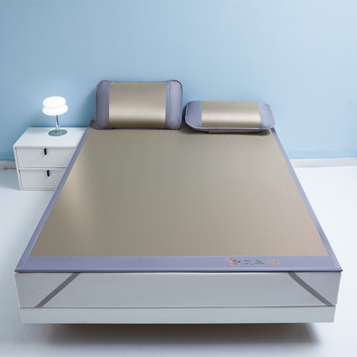 91家纺网 家纺一手货源 找家纺 席之家 2026新款可机洗水洗艾草凉感冰丝高精密碳光软席席子凉席 咖色