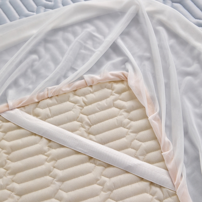 91家纺网 家纺一手货源 找家纺 羽梦家纺 2026新款冰柔丝乳胶床裙款凉席淡蓝色