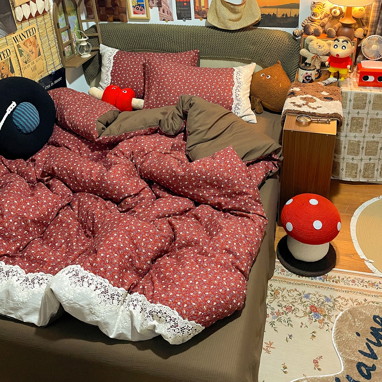 91家纺网 家纺一手货源 找家纺 水墨江南 2026新款甜美复古花边四件套 复古花边-樱绯