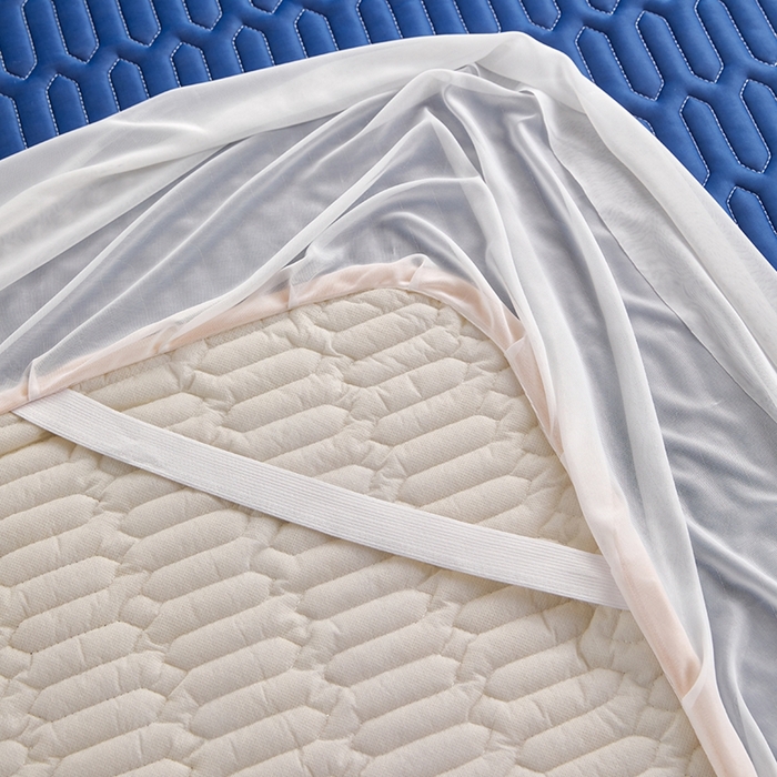 91家纺网 家纺一手货源 找家纺 羽梦家纺 2026新款冰柔丝乳胶床裙款凉席深睡蓝