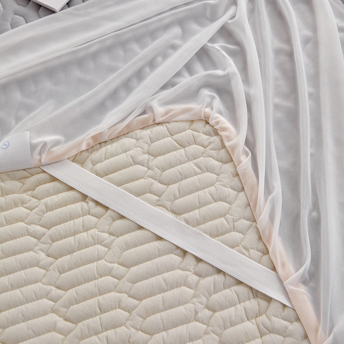 91家纺网 家纺一手货源 找家纺 羽梦家纺 2026新款冰柔丝乳胶床裙款凉席青空灰