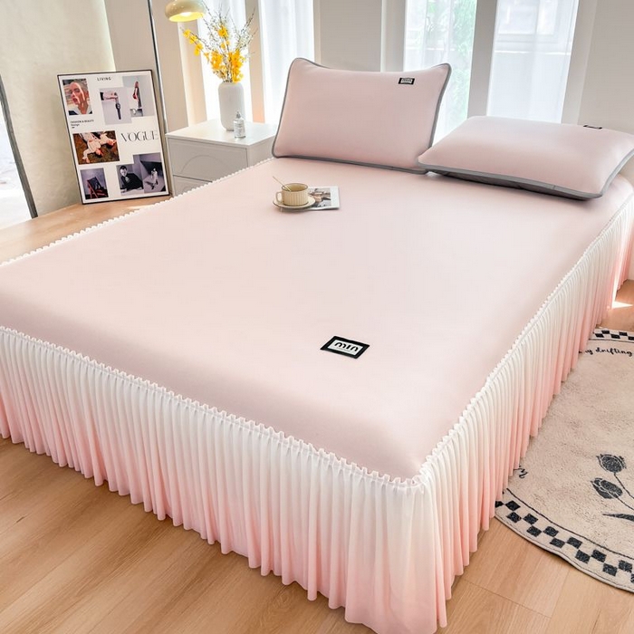 91家纺网 家纺一手货源 找家纺 子曰 2026新款PE小清新凉席床裙款 小清新-粉