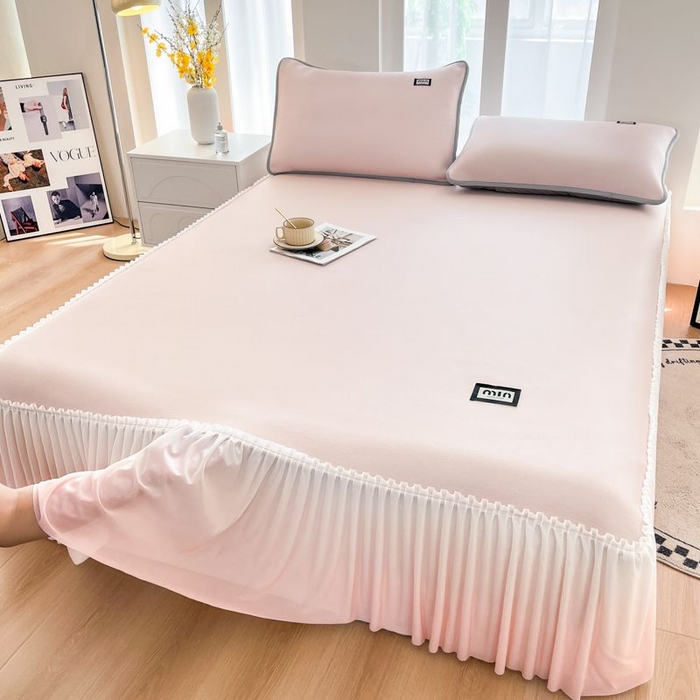 91家纺网 家纺一手货源 找家纺 子曰 2026新款PE小清新凉席床裙款 小清新-粉