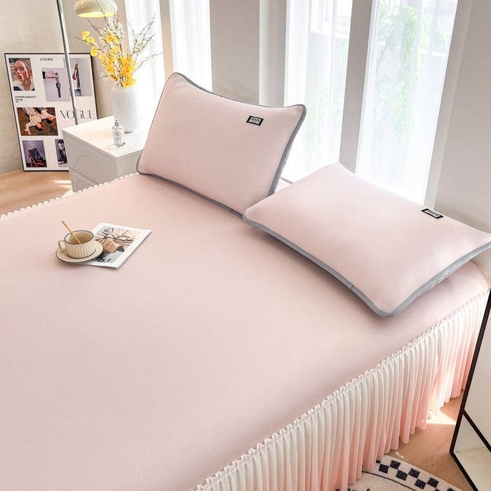 91家纺网 家纺一手货源 找家纺 子曰 2026新款PE小清新凉席床裙款 小清新-粉