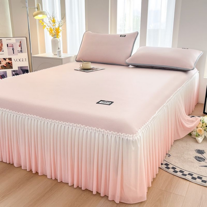 91家纺网 家纺一手货源 找家纺 子曰 2026新款PE小清新凉席床裙款 小清新-粉