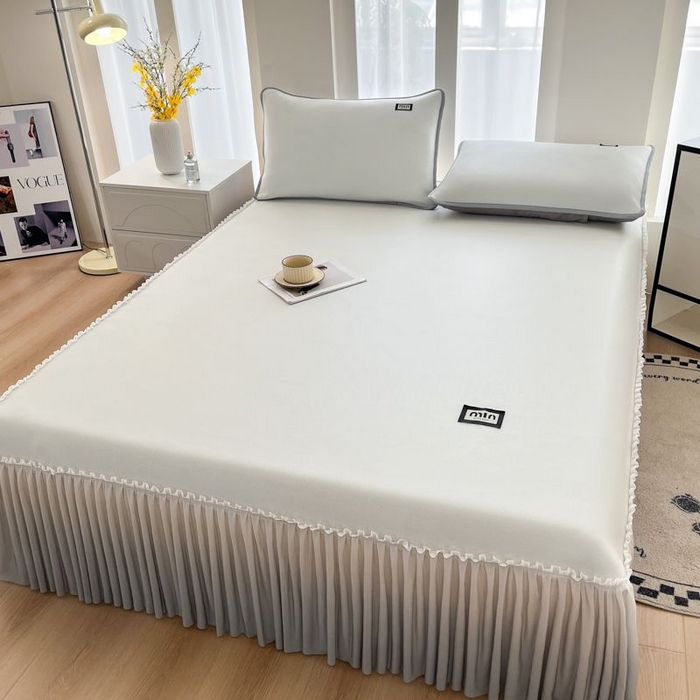 91家纺网 家纺一手货源 找家纺 子曰 2026新款PE小清新凉席床裙款 小清新-白