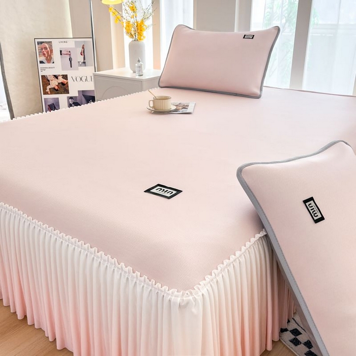 91家纺网 家纺一手货源 找家纺 子曰 2026新款PE小清新凉席床裙款 小清新-粉