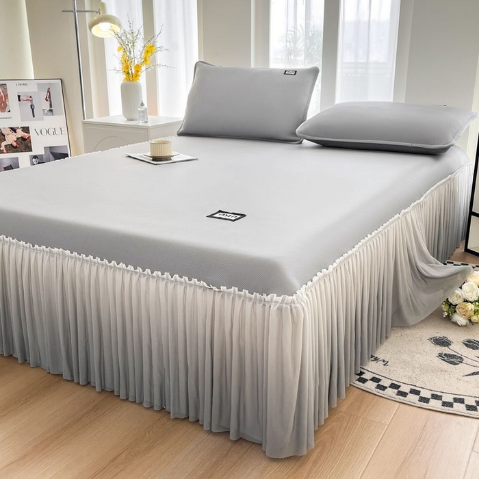 91家纺网 家纺一手货源 找家纺 子曰 2026新款PE小清新凉席床裙款 小清新-灰