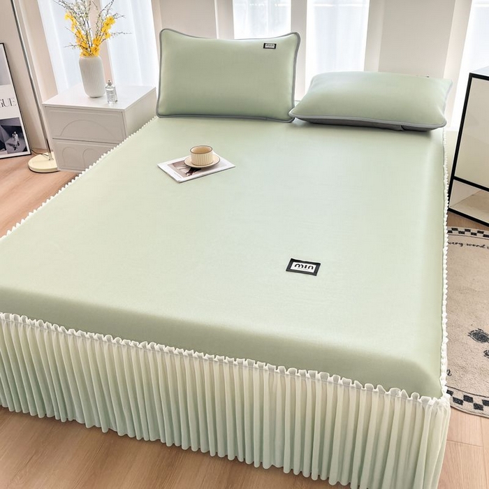 91家纺网 家纺一手货源 找家纺 子曰 2026新款PE小清新凉席床裙款 小清新-绿