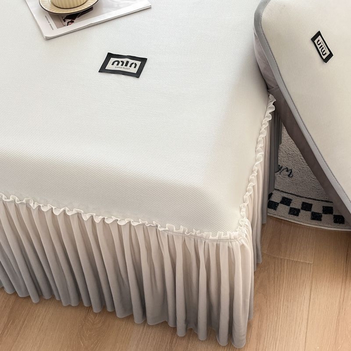 91家纺网 家纺一手货源 找家纺 子曰 2026新款PE小清新凉席床裙款 小清新-白