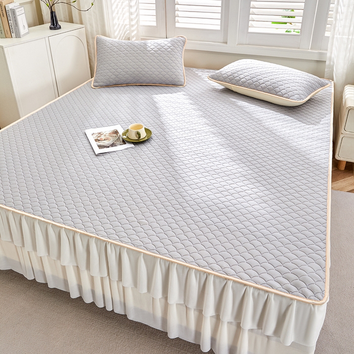 91家纺网 家纺一手货源 找家纺 羽梦家纺 2026新款硅胶床裙款凉席席子 青空灰