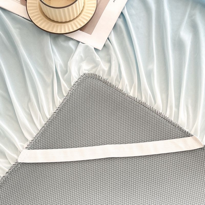 91家纺网 家纺一手货源 找家纺 子曰 2026新款PE小清新凉席床裙款 小清新-天蓝