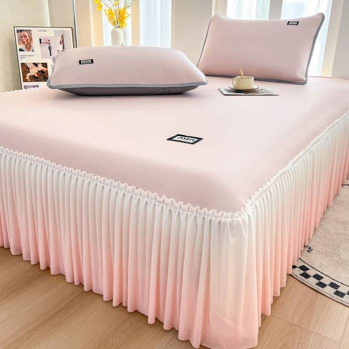 91家纺网 家纺一手货源 找家纺 子曰 2026新款PE小清新凉席床裙款 小清新-粉