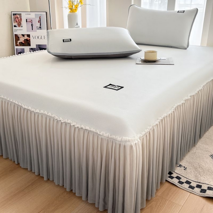 91家纺网 家纺一手货源 找家纺 子曰 2026新款PE小清新凉席床裙款 小清新-白