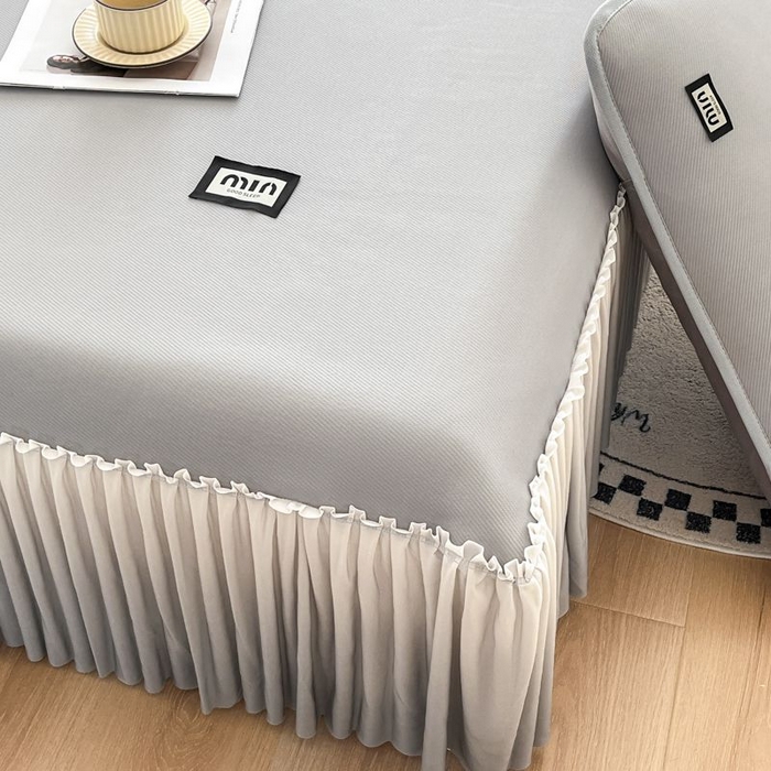 91家纺网 家纺一手货源 找家纺 子曰 2026新款PE小清新凉席床裙款 小清新-灰