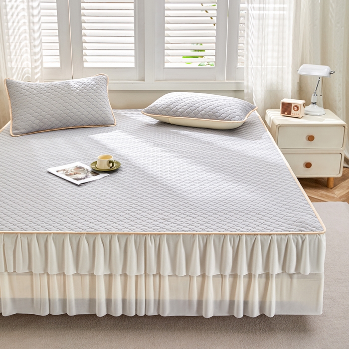 91家纺网 家纺一手货源 找家纺 羽梦家纺 2026新款硅胶床裙款凉席席子 青空灰