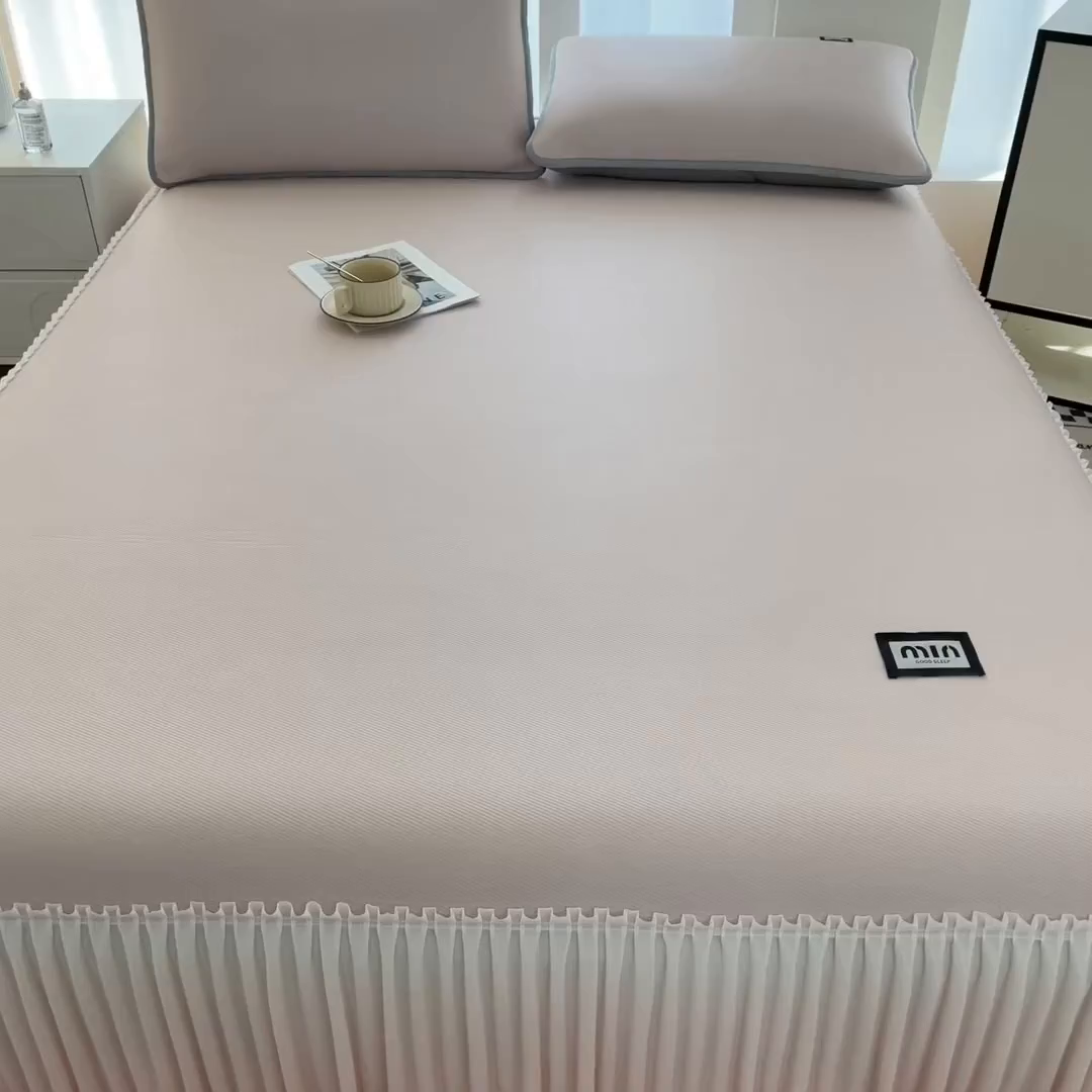 91家纺网 家纺一手货源 找家纺 子曰 2026新款PE小清新凉席床裙款 小清新-粉