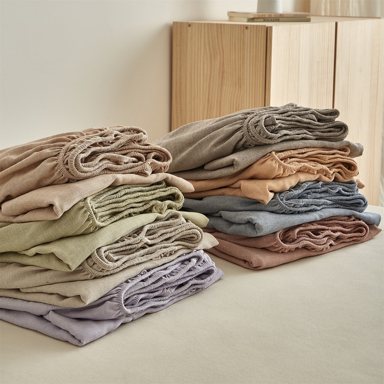 91家纺网 家纺一手货源 找家纺 （总）优眠坊 2026新款简约色织水洗棉麻人字纹单品床笠单件床笠