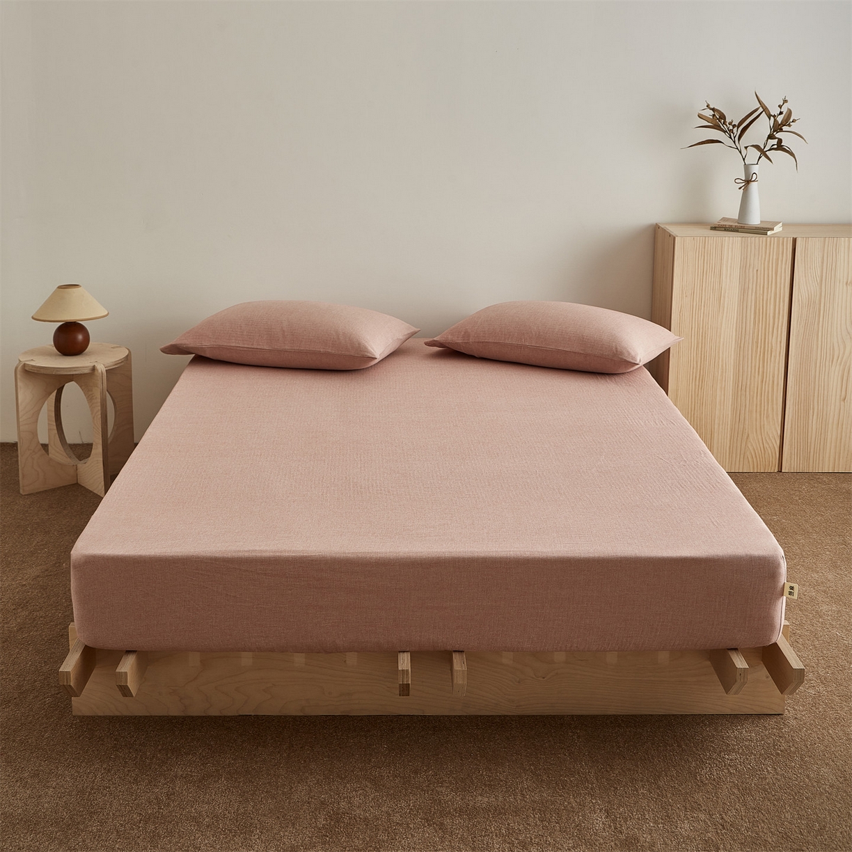 91家纺网 家纺一手货源 找家纺 （总）优眠坊 2026新款简约色织水洗棉麻人字纹单品床笠单件床笠