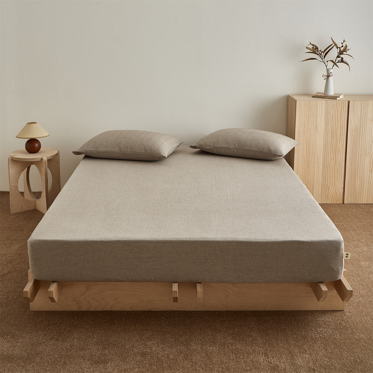 91家纺网 家纺一手货源 找家纺 （总）优眠坊 2026新款简约色织水洗棉麻人字纹单品床笠单件床笠