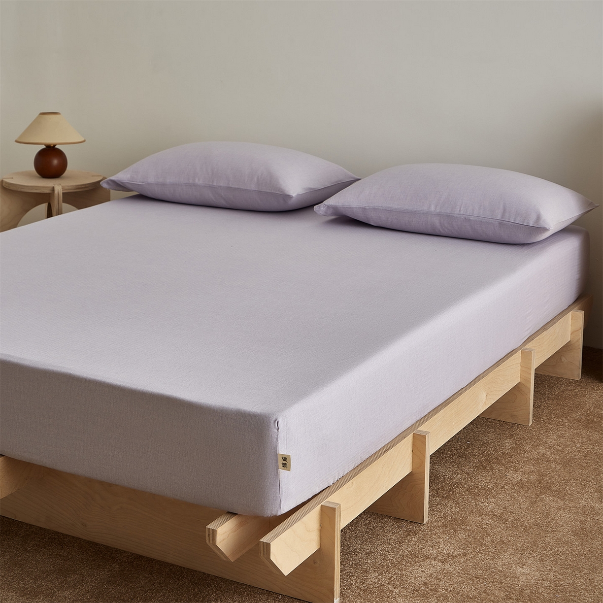 91家纺网 家纺一手货源 找家纺 优眠坊 2026新款简约色织水洗棉麻人字纹单品床笠单件床笠 极光紫