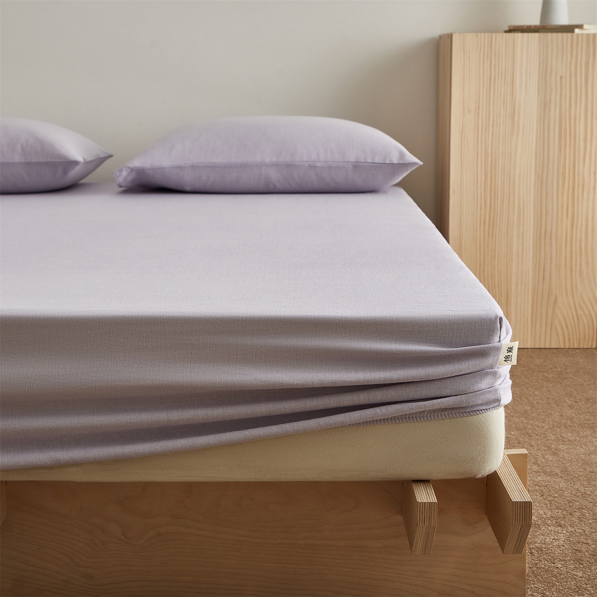 91家纺网 家纺一手货源 找家纺 优眠坊 2026新款简约色织水洗棉麻人字纹单品床笠单件床笠 极光紫