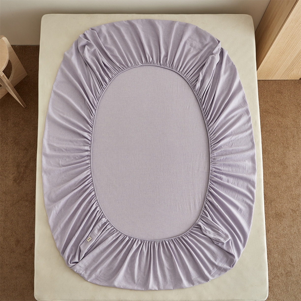 91家纺网 家纺一手货源 找家纺 优眠坊 2026新款简约色织水洗棉麻人字纹单品床笠单件床笠 极光紫