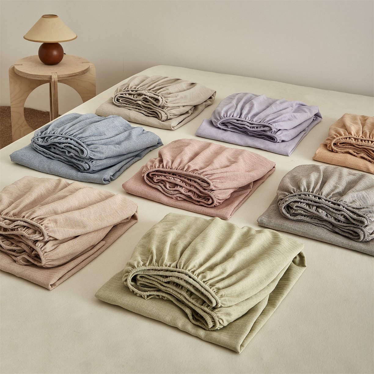 91家纺网 家纺一手货源 找家纺 优眠坊 2026新款简约色织水洗棉麻人字纹单品床笠单件床笠 组合图仅供展示不可下单