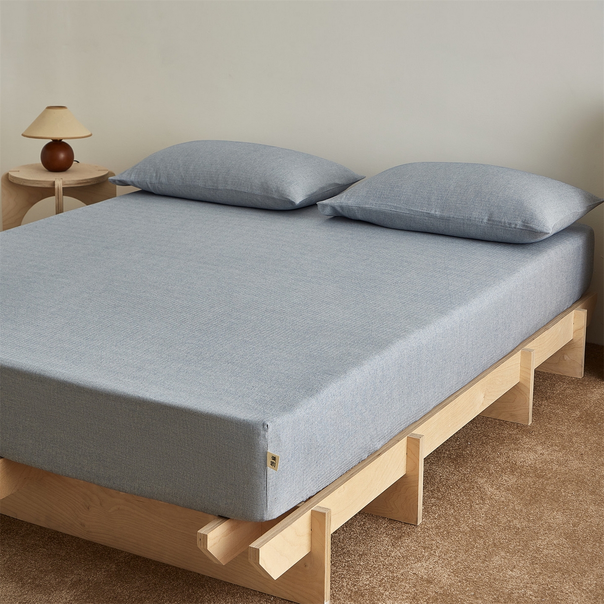 91家纺网 家纺一手货源 找家纺 优眠坊 2026新款简约色织水洗棉麻人字纹单品床笠单件床笠 慕斯蓝