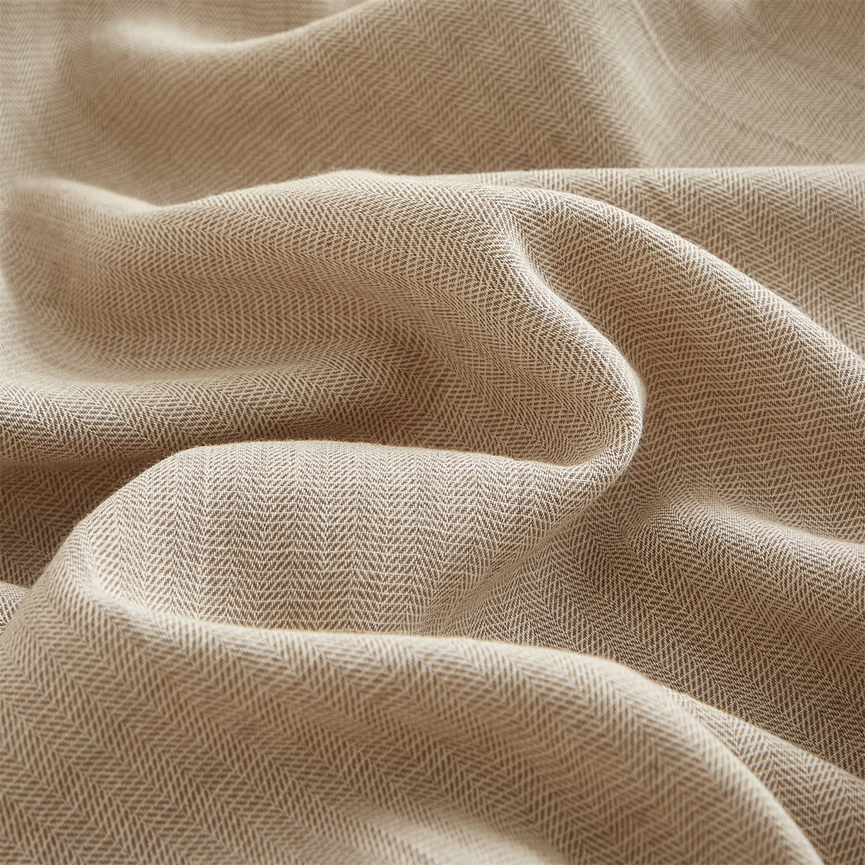 91家纺网 家纺一手货源 找家纺 优眠坊 2026新款简约色织水洗棉麻人字纹单品床笠单件床笠 浅米杏