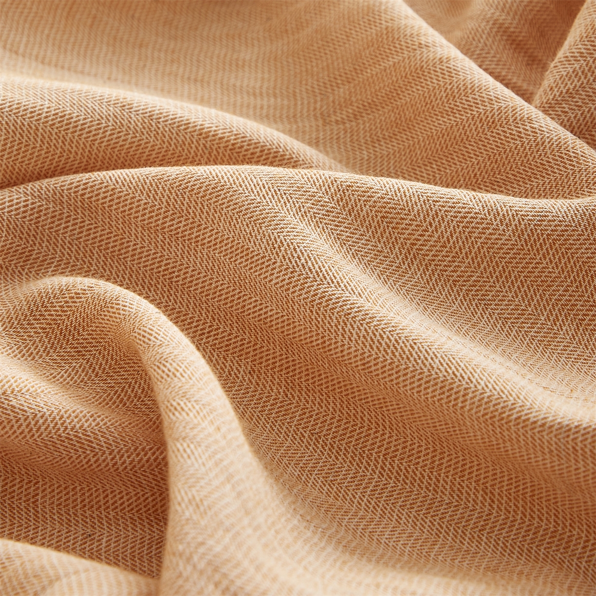 91家纺网 家纺一手货源 找家纺 优眠坊 2026新款简约色织水洗棉麻人字纹单品床笠单件床笠 南瓜橘