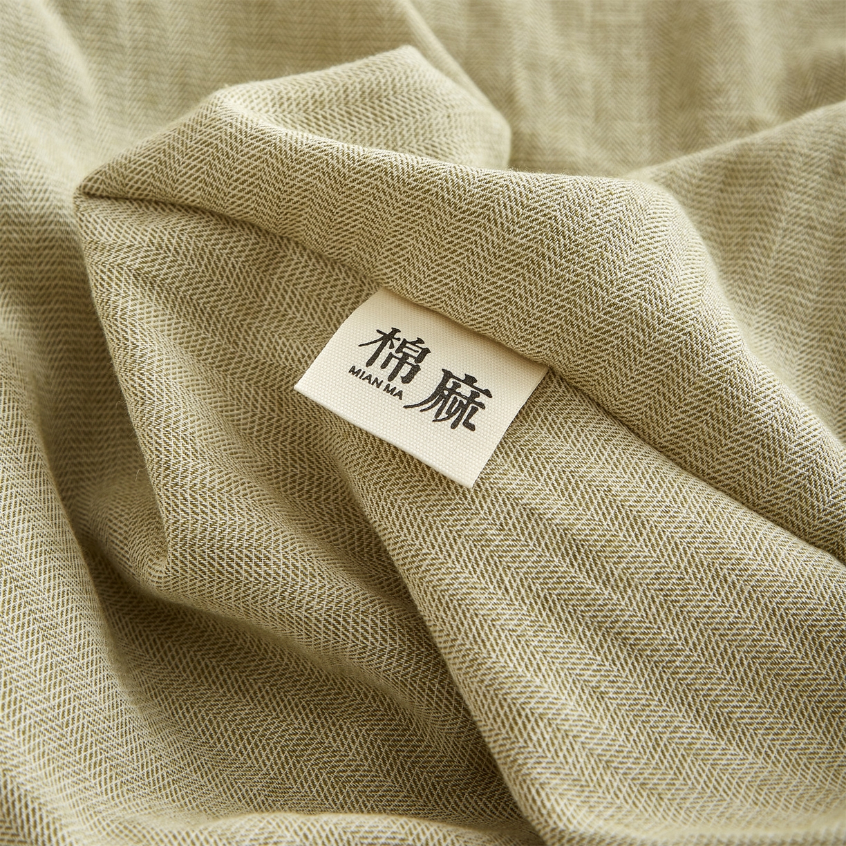 91家纺网 家纺一手货源 找家纺 优眠坊 2026新款简约色织水洗棉麻人字纹单品床笠单件床笠 樱草绿