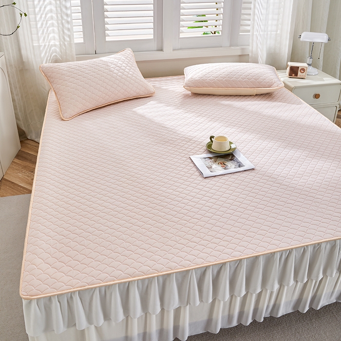 91家纺网 家纺一手货源 找家纺 羽梦家纺 2026新款硅胶床裙款凉席席子 柔云粉