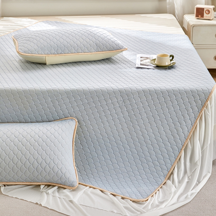 91家纺网 家纺一手货源 找家纺 羽梦家纺 2026新款硅胶床裙款凉席席子 淡蓝色