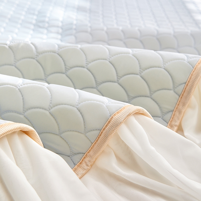 91家纺网 家纺一手货源 找家纺 羽梦家纺 2026新款硅胶床裙款凉席席子 淡蓝色