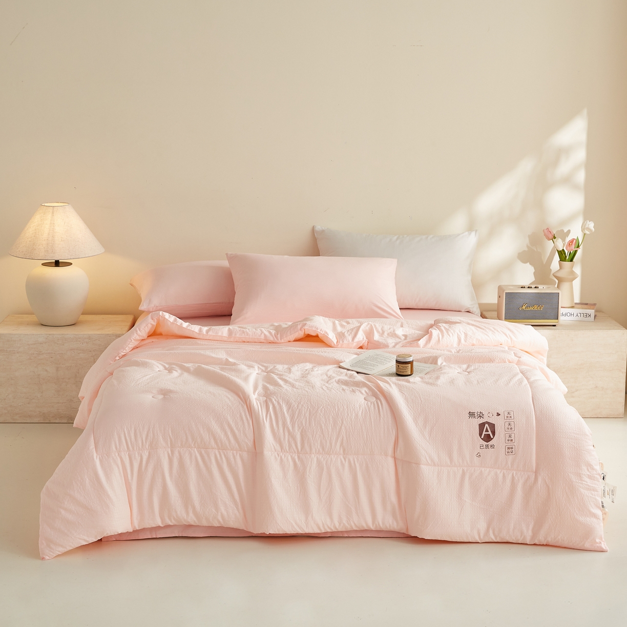 91家纺网 家纺一手货源 找家纺 帕芬鸟家纺 2026春夏新款A+无染大豆夏被夏凉被空调被 无染-玉粉