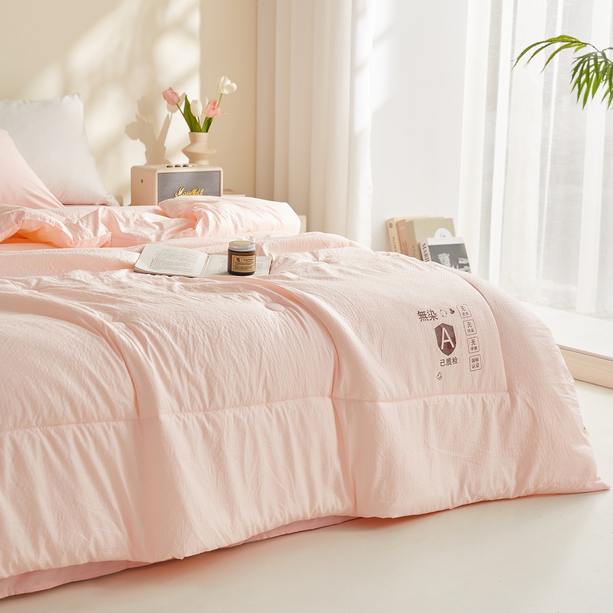 91家纺网 家纺一手货源 找家纺 帕芬鸟家纺 2026春夏新款A+无染大豆夏被夏凉被空调被 无染-玉粉
