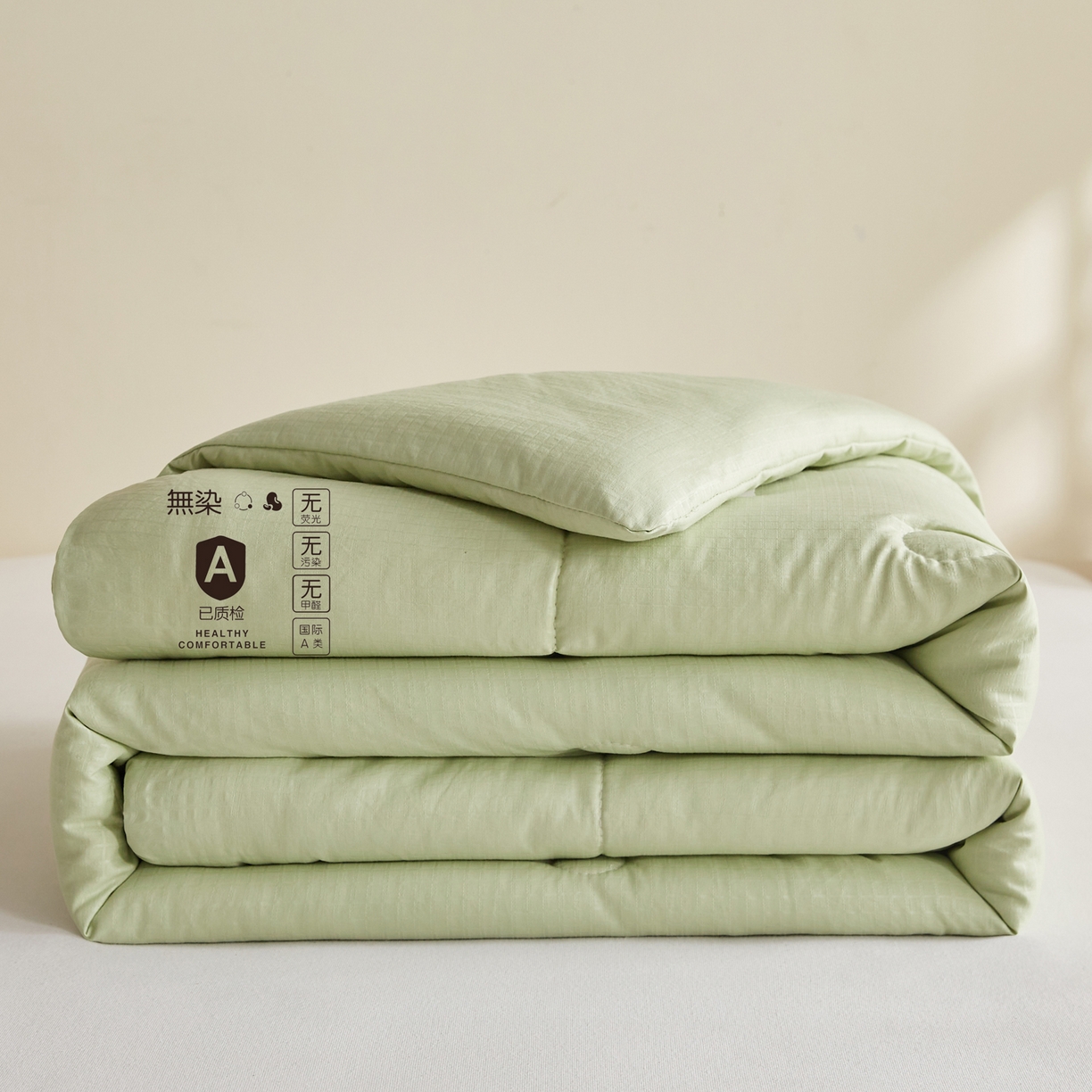 91家纺网 家纺一手货源 找家纺 帕芬鸟家纺 2026春夏新款A+无染大豆夏被夏凉被空调被 无染-水绿