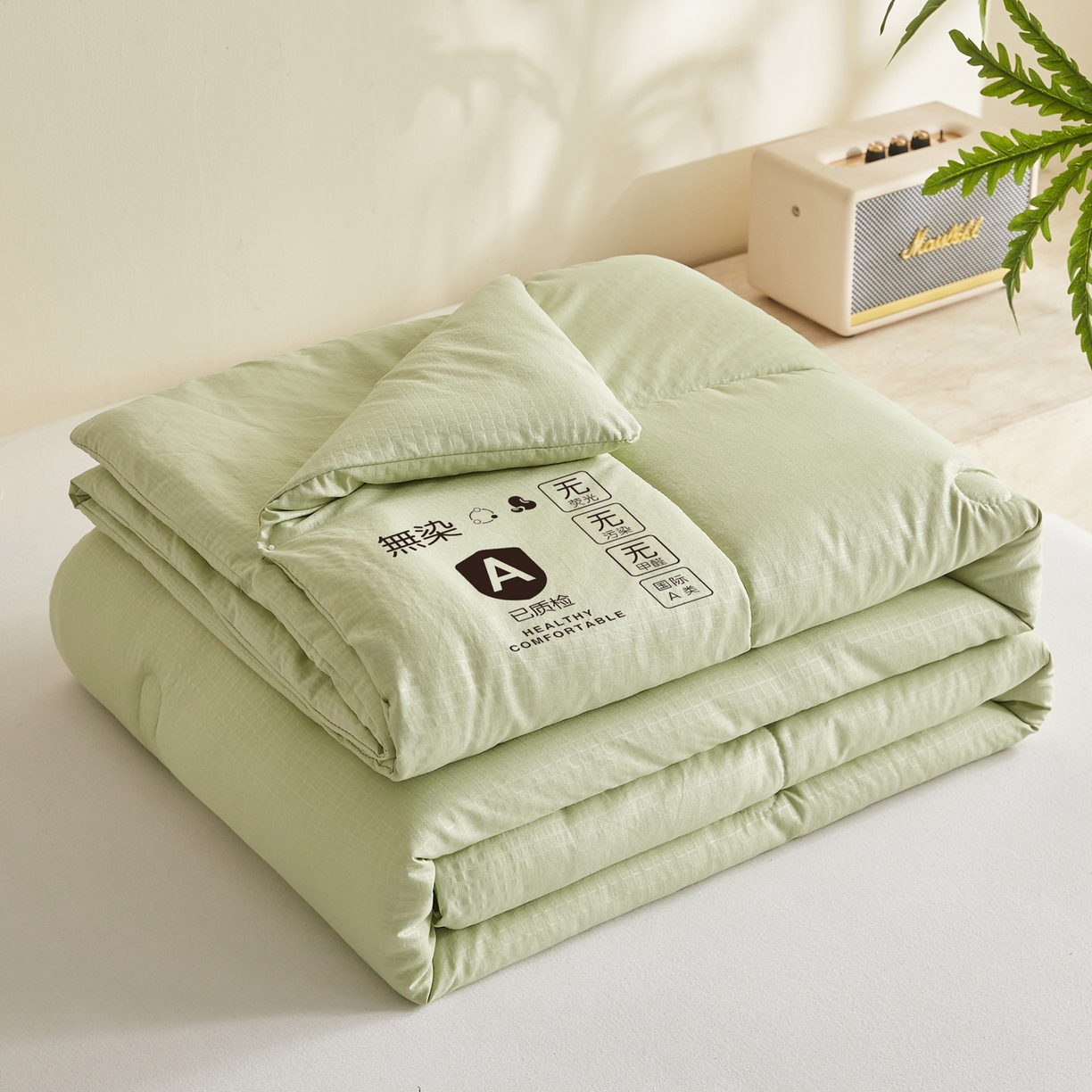 帕芬鸟家纺 2026春夏新款A+无染大豆夏被夏凉被空调被 无染-水绿