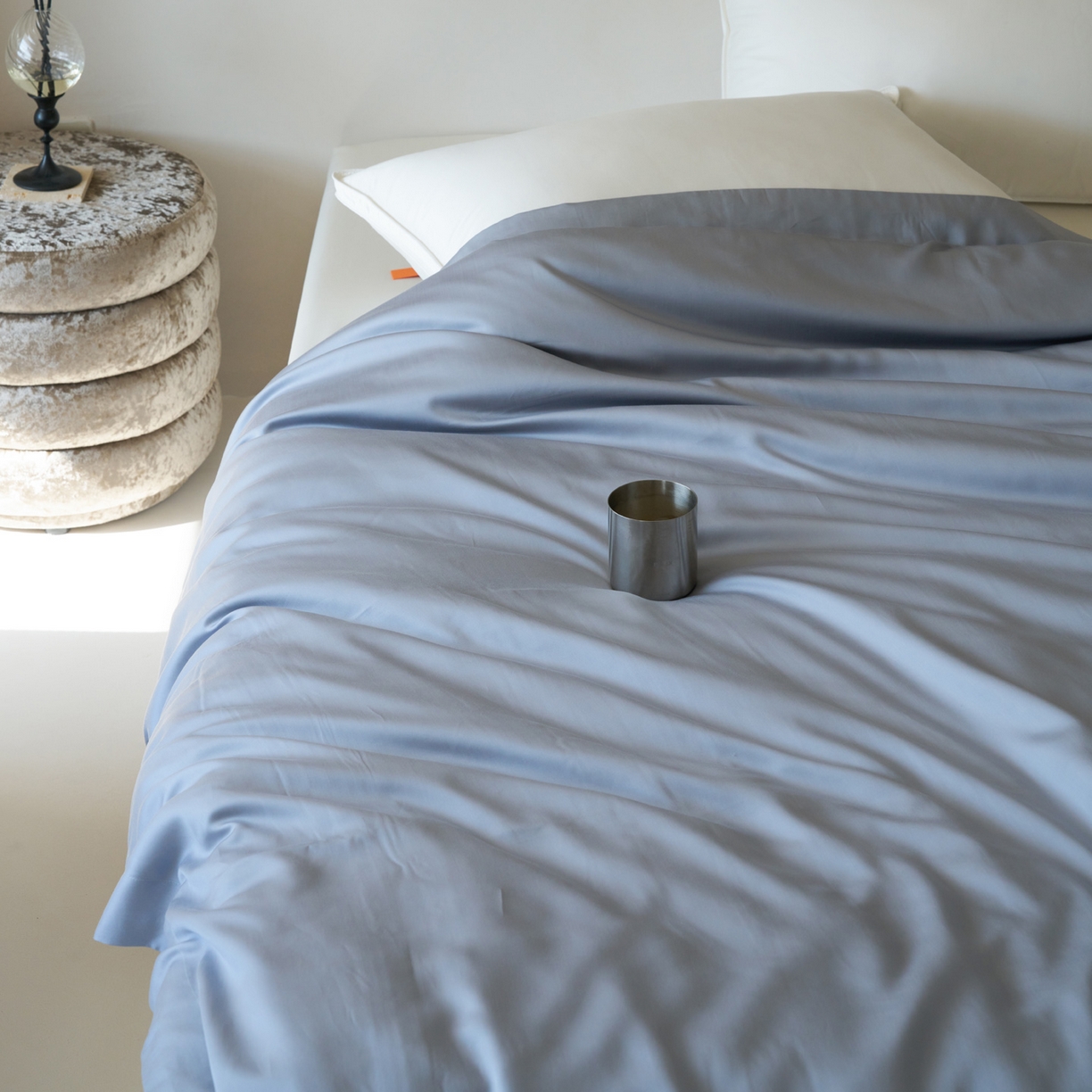 91家纺网 家纺一手货源 找家纺 简纯主义 2026新款100S超细旦进口兰精天丝单被套被套单件 暮蓝